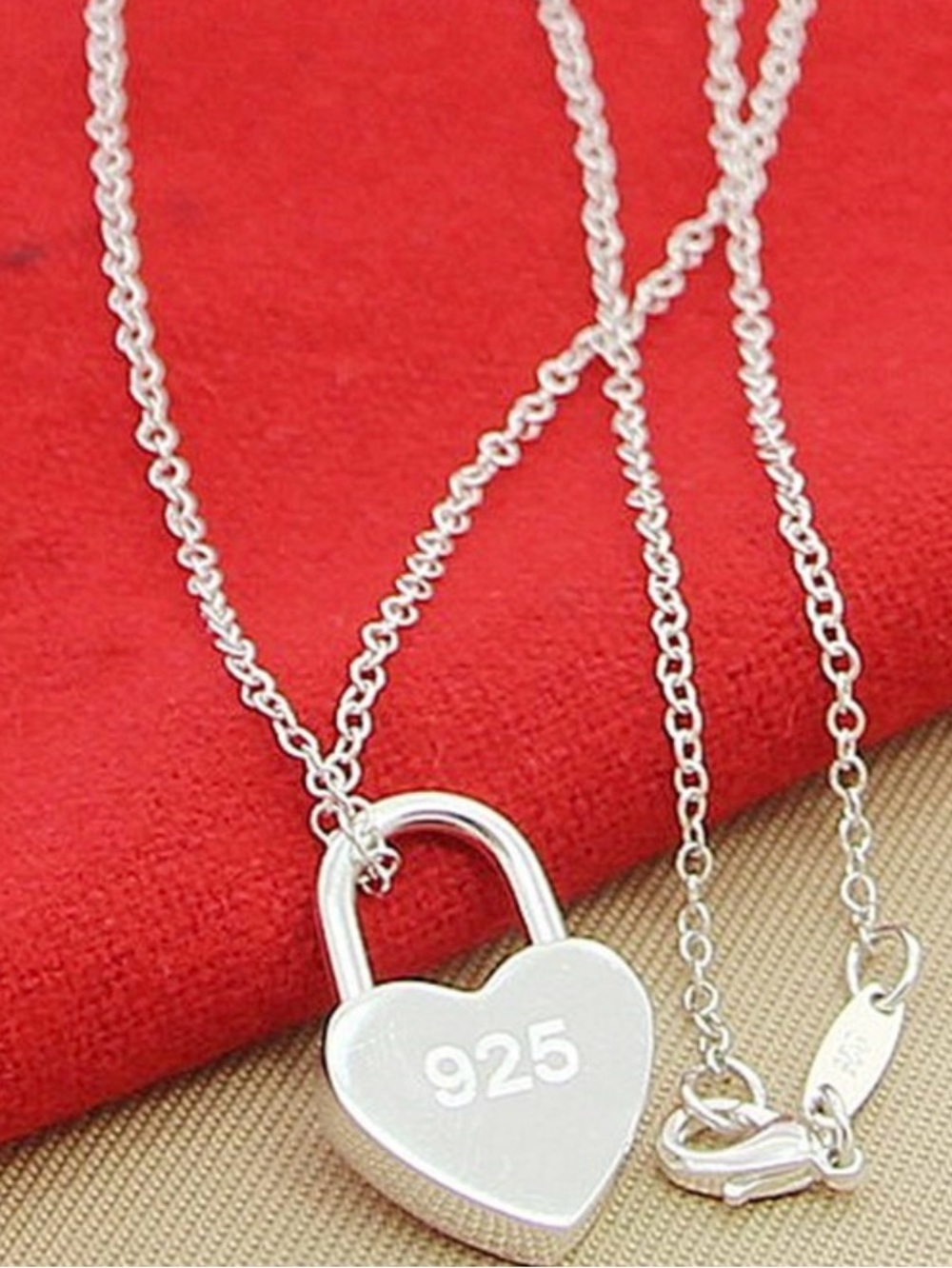 🩶 NEW Sterling Silver 925 Heart Padlock Necklace - Silver 🩶